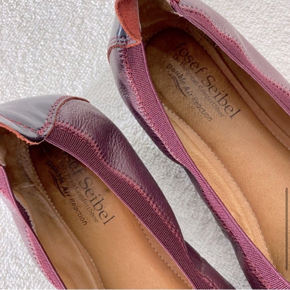 Josef Siebel Burgundy Leather Round Toe Ballet Flats 37 - Picture 9 of 13